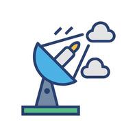 Satellite Dish Communicating with Clouds Communication Technology vector