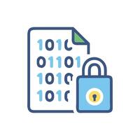 Data security concept with binary code and padlock icon vector