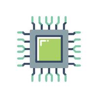 Cartoon Style CPU Chip on Black Background Image vector