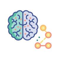Brain connectivity and function with data processing concept vector