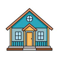 Cartoon house illustration with outlined design and color vector