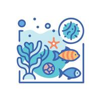 Aquarium with Fish Seaweed and Starfish Illustration vector