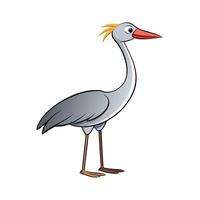 Cartoon Gray Heron with Orange Crest Bird Image vector