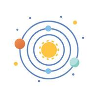 Solar system illustration with sun and orbiting planets vector