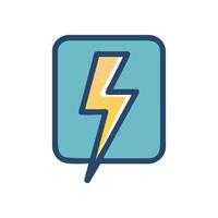 Abstract Lightning Bolt Icon on Blue Square Graphic vector