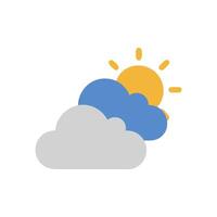 Partly Cloudy Weather Icon with Sun and Clouds vector