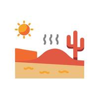 Hot desert with cactus and scorching sun illustration vector