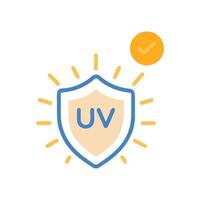 UV Protection Shield Approved with Check Mark Icon vector