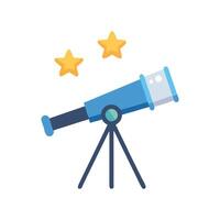 Blue telescope with stars in night sky scene vector