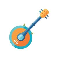 Colorful Flat Design Banjo Illustration on Black Background vector