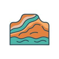 Abstract Desert Landscape Icon with Layered Sandstone Formations vector