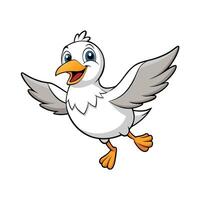 Happy Cartoon Seagull Flying with Open Wings Illustration vector