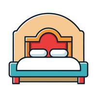 Cartoon bed with two pillows and high headboard vector