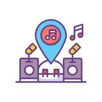 Music event location icon with speaker and music notes vector