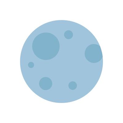 Simple Cartoon Blue Moon with Craters on Black
