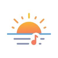 Sunset music illustration, bright and colorful design vector