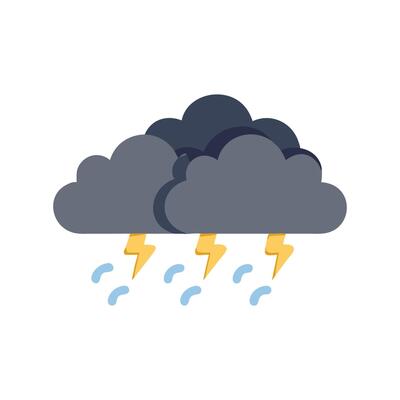 Cartoon stormy weather illustration with rain and lightning
