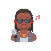 Singer with Microphone and Music Note on Black Background vector