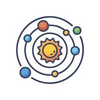 Solar system illustration with planets orbiting sun in space vector