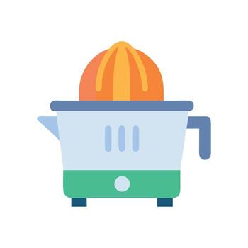 Flat design citrus juicer with orange on black background vector