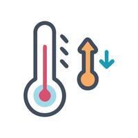 Temperature change regulation indicator, heating and cooling concept vector