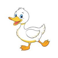 Cheerful Duckling Illustration Walking, Smiling on a White Background vector