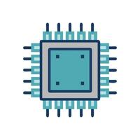 Teal and Gray Microchip on Black Background Illustration vector