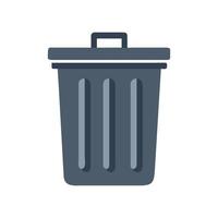 Simple gray trash can icon against black background vector