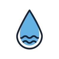 Water drop icon with wavy water symbol inside vector