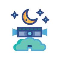 Night scene with moon stars cloud and structure vector