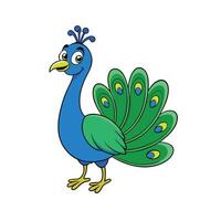 Cartoon peacock illustration with simple and clear design vector