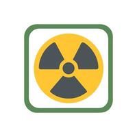 Radioactive hazard symbol in square frame on black background vector