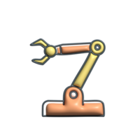 3D Render of Robot Arm Icon Industrial Automation and Robotics Symbol png