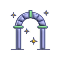3D Render of Gate with Stars Icon Mystical Entrance and Cosmic Symbol png