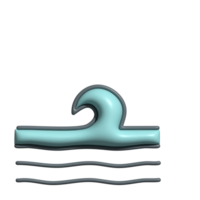 3D Render of Wave Icon Ocean Motion and Fluid Dynamics Symbol png