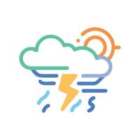Thunderstorm and Sunshine Colorful Weather Icon for Stock Use vector