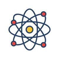 Atom Symbol Graphic on Black Background in Flat Design vector