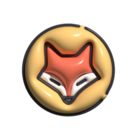 3D Render of Fox Icon Wild Animal, Forest Creature, and Clever Mammal Symbol png