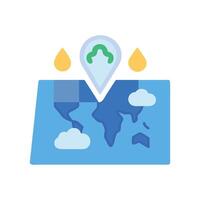 World map with location pin flat style vector