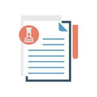 Approved documents with stamp flat design illustration vector