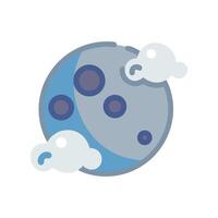 Crescent Moon and Clouds Icon on Black Background vector