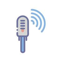 Stylized microphone with sound waves on a black background vector