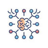 Brain network with connected dots representing artificial intelligence vector