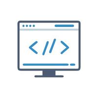 Coding monitor with HTML tags on a black background vector