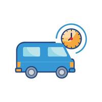 Fast delivery van service with clock timing icon vector