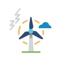 Wind Turbine with Lightning and Clouds on Black Background vector