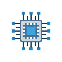 Illustration of Microchip Semiconductor Integrated Circuit Board on Black vector