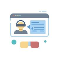 Virtual reality experience with user avatar and glasses vector