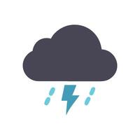 Stormy Weather Cloud with Lightning and Raindrops Icon vector
