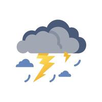 Stormy weather icon with lightning and rain drops vector